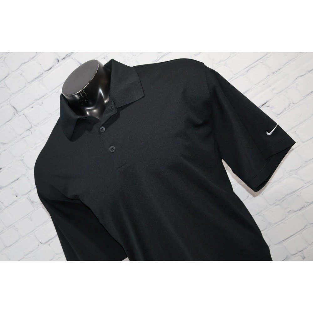 Nike Golf Polo Mens XXL Black Dri-FIT Short Sleeve Swoosh Logo Performance